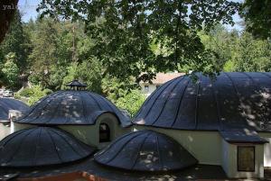 埃利特温泉CAN APART KAPLICA OTEL的上面有黑色圆顶的建筑