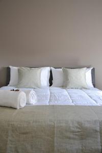维罗纳Ca' dela Stazion的一张配有白色床单和枕头的大床