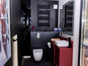 BorkówBrama do lasu - Domek Energia的一间带卫生间和水槽的小浴室