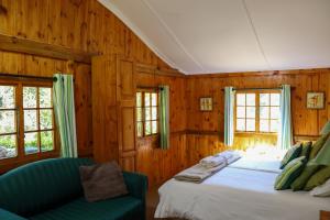 DargleMount Park Guest Farm的一间卧室配有一张床、一张沙发和窗户。