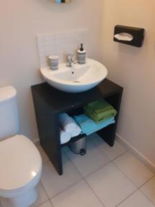圣玛丽亚BCV - Private 1 Bedroomed Apartment Dunas Resort 3044 and 3077的一间带水槽和卫生间的浴室