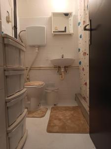 扎耶查尔Apartman 019的一间带卫生间和水槽的浴室