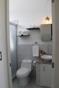 圣米格尔Residencial Privada Nueva San miguel, casa Flores的浴室配有白色卫生间和盥洗盆。