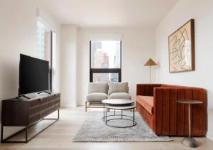 纽约Amazing 4 Bedroom Apartment In Chambers Street的带沙发和电视的客厅