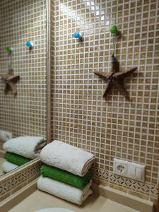 鲁伊德拉El Respiro的一间带毛巾和星光淋浴的浴室
