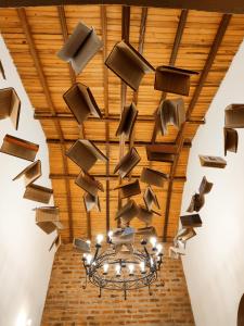 蒙波斯LITERATIUM的天花板上放着一堆书的房间