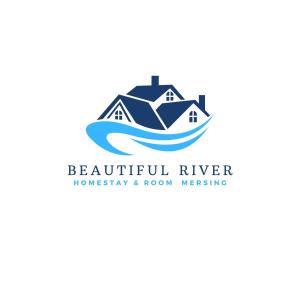 丰盛港Beautiful River Homestay & Room Mersing的水徽模板上的房屋