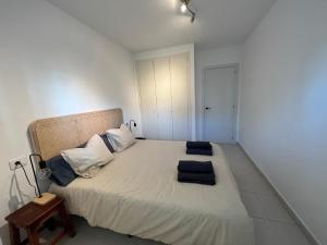 贝尼卡西姆APTO RESIDENCIAL EN BENICASIM的一间卧室配有一张大床和两个枕头