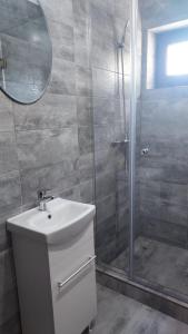 波亚纳默鲁卢伊CASA RAUL的浴室配有盥洗盆和带镜子的淋浴