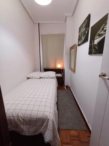 米耶雷斯Hostal的一间小卧室,配有一张床和一个小窗户