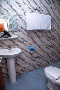 科托努Magnifique Appartement - Cotonou - Avotrou Apkapka的浴室配有白色水槽和卫生间。
