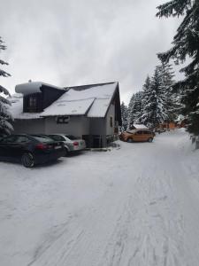 ŠišavaGuest house SAMM的一座房子,里面的汽车停在一个雪地覆盖的停车场