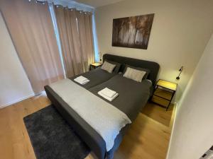 GroßengstingenPension Bären的一间卧室配有一张带两个枕头的床