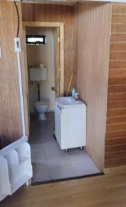 柯纳里佩Suite doble Coñaripe的一间带卫生间和浴缸的浴室