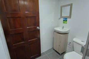 Santa Rosa de ViterboApartamento Nuevo y Central的一间带卫生间、水槽和门的浴室