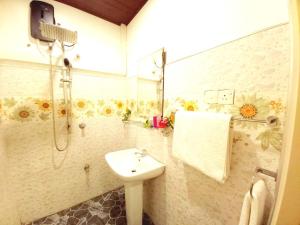 卡图纳耶克Dinu Lanka Resort的一间带水槽和淋浴的浴室