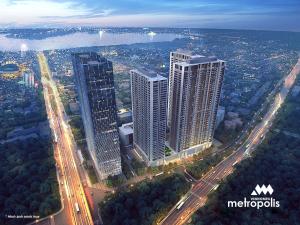 河内Premium Apartment Vinhomes Metropolis BaDinh的城市空中景观高楼