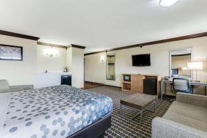 麦迪逊麦迪逊伊克诺旅店的配有一张床和一张书桌的酒店客房