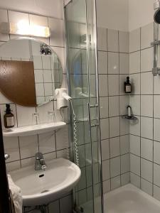 埃森法布里兹酒店的一间带水槽和淋浴的浴室