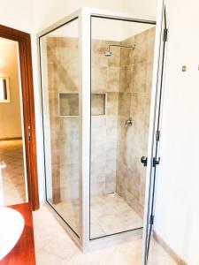 萨尔雷Boavista Beach Apartment的浴室里设有玻璃门淋浴