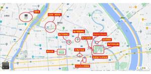 东京Kamei House的红色圆圈城市地图