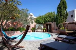 梅加洛克里Ducato Wine Village的一个带吊床的庭院和一个游泳池
