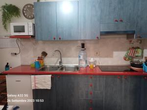 罗萨里奥港Habitaciones Gioly的厨房配有水槽和微波炉