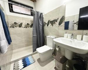 科伦坡Aadaraya Colombo 7的浴室配有卫生间、盥洗盆和淋浴。