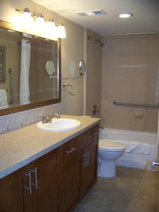 科纳Sea Village的一间带水槽、卫生间和镜子的浴室