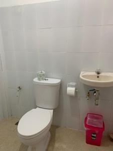 SisonDuran Pool & Guesthouse的浴室配有白色卫生间和盥洗盆。