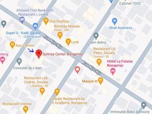 杜阿拉Sunrise Center Bonapriso 104的购物区地图,地点