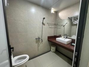 Hào Giakhách sạn thúy phương 2的一间带卫生间和水槽的浴室