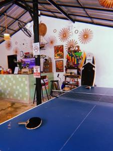 阁帕延岛Tropical Hostel的乒乓球桌,带乒乓球桌的房间
