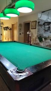 Montecorvino PuglianoAl Rifugio的客厅配有绿色台球桌和灯
