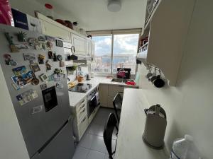 巴黎Private room in a shared apartment - Metro 7 and Tramway T3a的厨房配有冰箱和台面