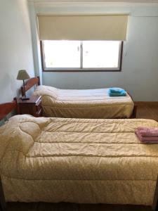 圣萨尔瓦多德朱Samaraña depto Jujuy的带窗户的客房内的两张床