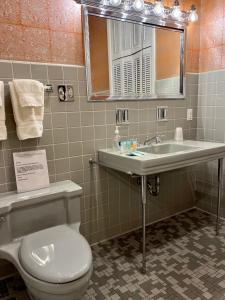 VersaillesCharred Oaks Inn的一间带卫生间、水槽和镜子的浴室
