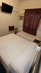 门多萨Hotel Cristal的小型客房 - 带2张床和窗户