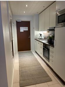 锡尔卡Levistar311的厨房设有棕色的门和厨房地毯。