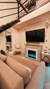 底拉斯卡拉TRASTEVERE的带沙发和平面电视的客厅