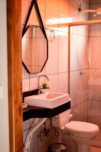 诺布里斯Pousada do Nondas的一间带水槽、卫生间和镜子的浴室