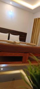 阿贡达Oasis Beach Resort的植物间内的两张双层床