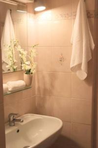 阿奎泰尔梅Cozy Flat in Piemonte的一间带水槽和镜子的浴室