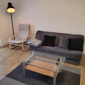雷根斯堡Schöne, gemütliche möblierte 2 Zi Wohnung in RGB的客厅配有沙发和椅子