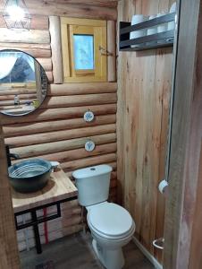 圣马丁德洛斯Mini Casa en el Sur的一间带卫生间和水槽的浴室