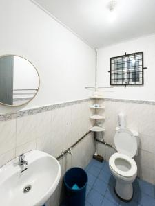 哥打京那巴鲁LILY HOMESTAY PUTATAN的一间带水槽、卫生间和镜子的浴室