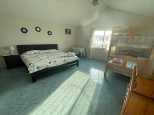 克鲁奇塔Hostal Cabañas Vistamar的一间卧室设有一张床和一个窗口