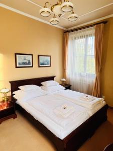 顺佩尔克Penzion Villa Ancora的卧室配有一张大白色床和窗户
