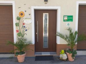 赖兴瑙Familie Stoier的两棵植物的房子的前门