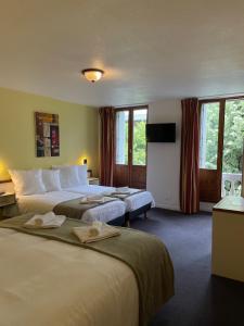 巴涅尔-德吕雄HOTEL & SPA GASQUET的酒店客房设有两张床和一台平面电视。